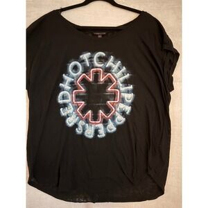 Rock & Republic Red Hot Chili Peppers Logo Graphic T Shirt Black Size 1X